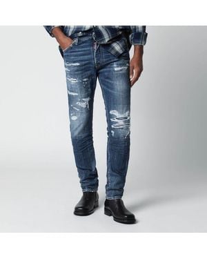 DSquared² Slim Washed Jeans With Rips - Blue