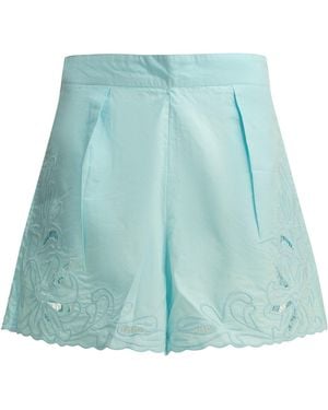 Juliet Dunn Embroidered Shorts - Blue