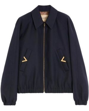 Valentino Bomber Jacket With Vgold Pockets - Blue