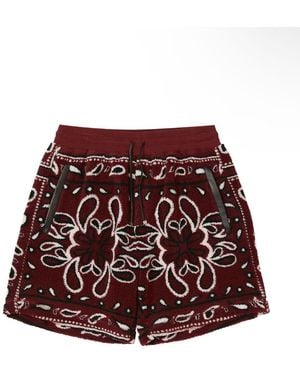 Amiri Printed Bandana Fleece Shorts - Red