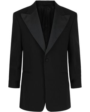 Ferragamo Silk Peaked Lapel Blazer - Black