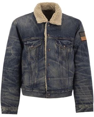 Polo Ralph Lauren Denim Jacket With Faux Shearling Collar - Blue