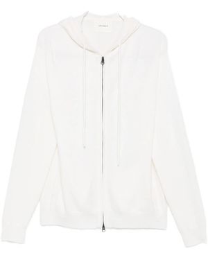 Lisa Yang 100% Cashmere Two-Way Zip Hoodie With Drawstring Hood And Slit Pockets - White