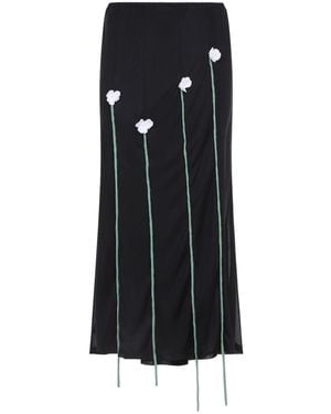 Moschino Midi Skirt Flowers Details - Black