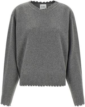 Nude Fringed Hem Sweater - Gray