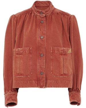 Chloé Logo Denim Jacket With Patch Pockets - Red
