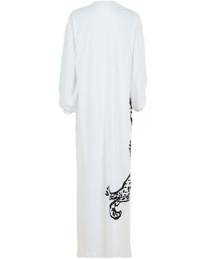 Ferragamo V-Neck Oversized Maxi Dress - White
