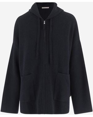 Allude Cashmere Blend Sweatshirt With Hood - Blue