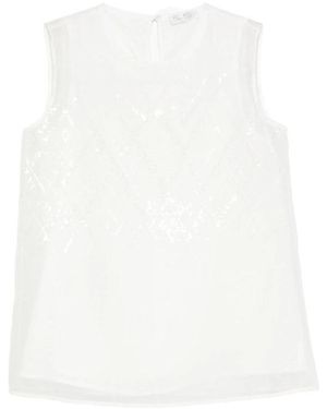 Panicale Sleeveless Top Silk-Cotton Sequin - White