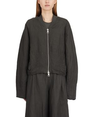 Andrea Ya'aqov Linen And Cupro Bomber - Gray