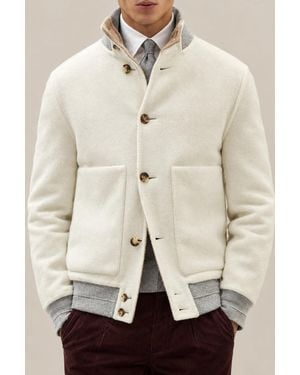 Brunello Cucinelli Wool Bomber Jacket - Natural