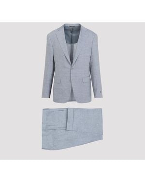 Canali Light Linen And Wool Suit - Blue