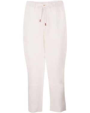 Kiton Tailored Linen Drawstring Pants - White