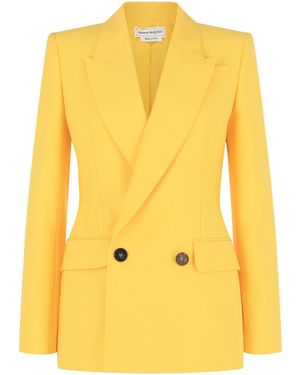 McQueen Tailored Double-Breasted Blazer - Yellow