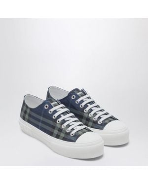 Burberry Check Cotton Sneakers - Blue