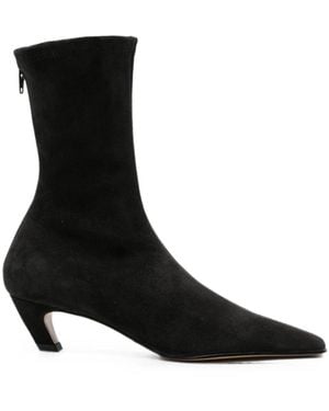 KHAITE Arizona 40 Suede Ankle Boots - Black