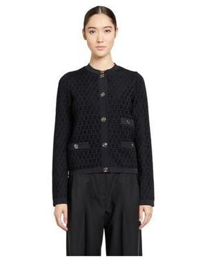 Ferragamo Jacquard Button-Front Jacket - Black