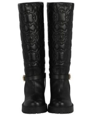Ferragamo Salvatore Shiran Knee-High Leather Boot - Black
