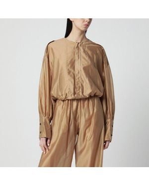 THE LATEST Lightweight Muslin Blouse - Brown
