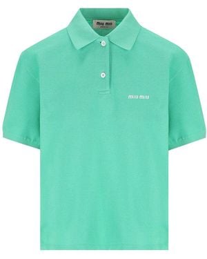 Miu Miu Cotton Piqué Polo Shirt - Green