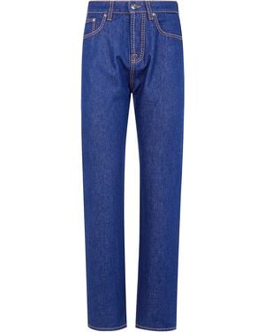 Versace Cotton Denim Jeans With Medusa Detail - Blue