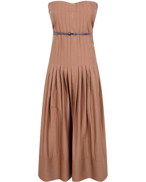 Semicouture Brassiere Popeline Cotton Dress - Brown