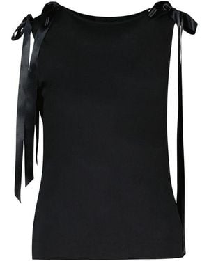 Simone Rocha Bow Ribbon Tail Tank Top - Black