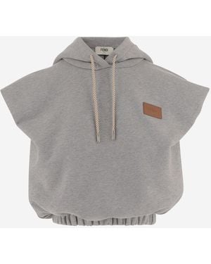 Fendi Cotton Hooded Sweatshirt - Gray