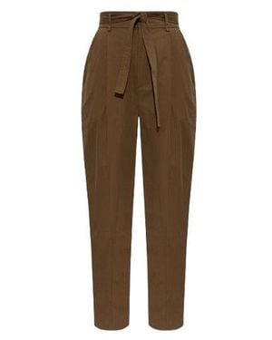 Saint Laurent Cotton Pants With Belt - Brown