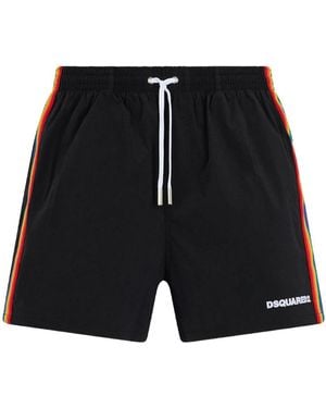 DSquared² Stripe-Detail Swim Shorts - Black