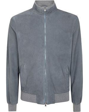 Barba Napoli "Fox" Leather Sport Jacket - Gray