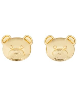 Moschino Teddy Bear Engraved Clip-On Earrings - Metallic