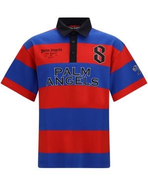 Palm Angels Short-Sleeve Polo Sport Stripes - Red