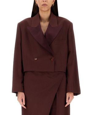 Acne Studios Wool Blend Peaked Lapel Jacket - Red