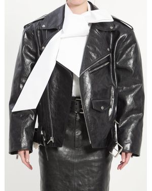 Saint Laurent Pebbled Leather Biker Jacket - Black