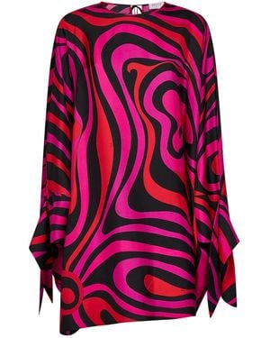 PUCCI Silk Twill Short Kaftan - Red