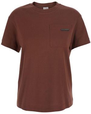 Brunello Cucinelli Crew Neck T-Shirt - Brown