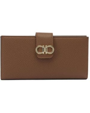 Ferragamo "Gancini Continental" Wallet - Brown