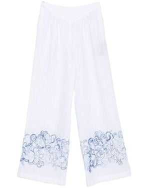 Ermanno Scervino Embroidered Linen Pants - White