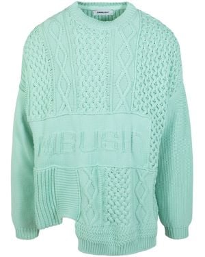 Ambush Patchwork Knit Crewneck Sweater - Green