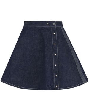 Celine Rinsed Peplum Skirt - Blue