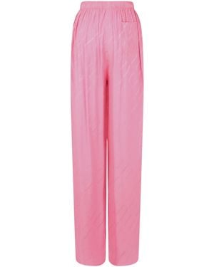 Balenciaga Logomania Silk Jacquard Pajama Pants - Pink