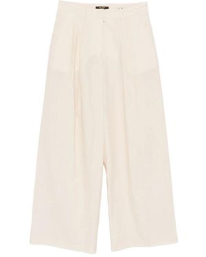 Moorer Wide-Leg Pants Rumy Cotton-Linen - Natural