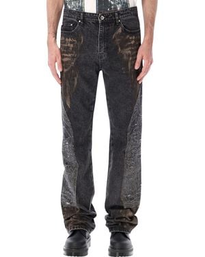 Who Decides War Embroidered Straight-Leg Jeans - Black