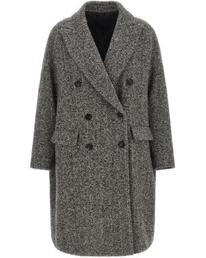 Brunello Cucinelli 'Dazzling' Chevron Coat - Gray