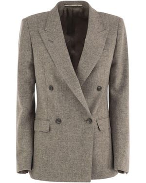 Tagliatore Virgin Wool And Cashmere Double-Breasted Blazer - Brown