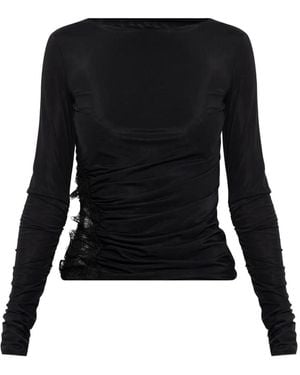 Blumarine Jersey Top With Lace - Black