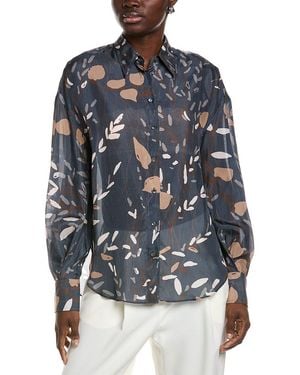 Brunello Cucinelli Floral Button-Up Shirt - Blue