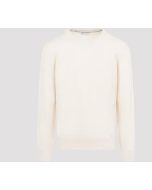 Brunello Cucinelli Cashmere Crewneck Sweater - White