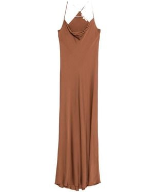 Silk95five St. Germaine Silk Long Dress - Brown